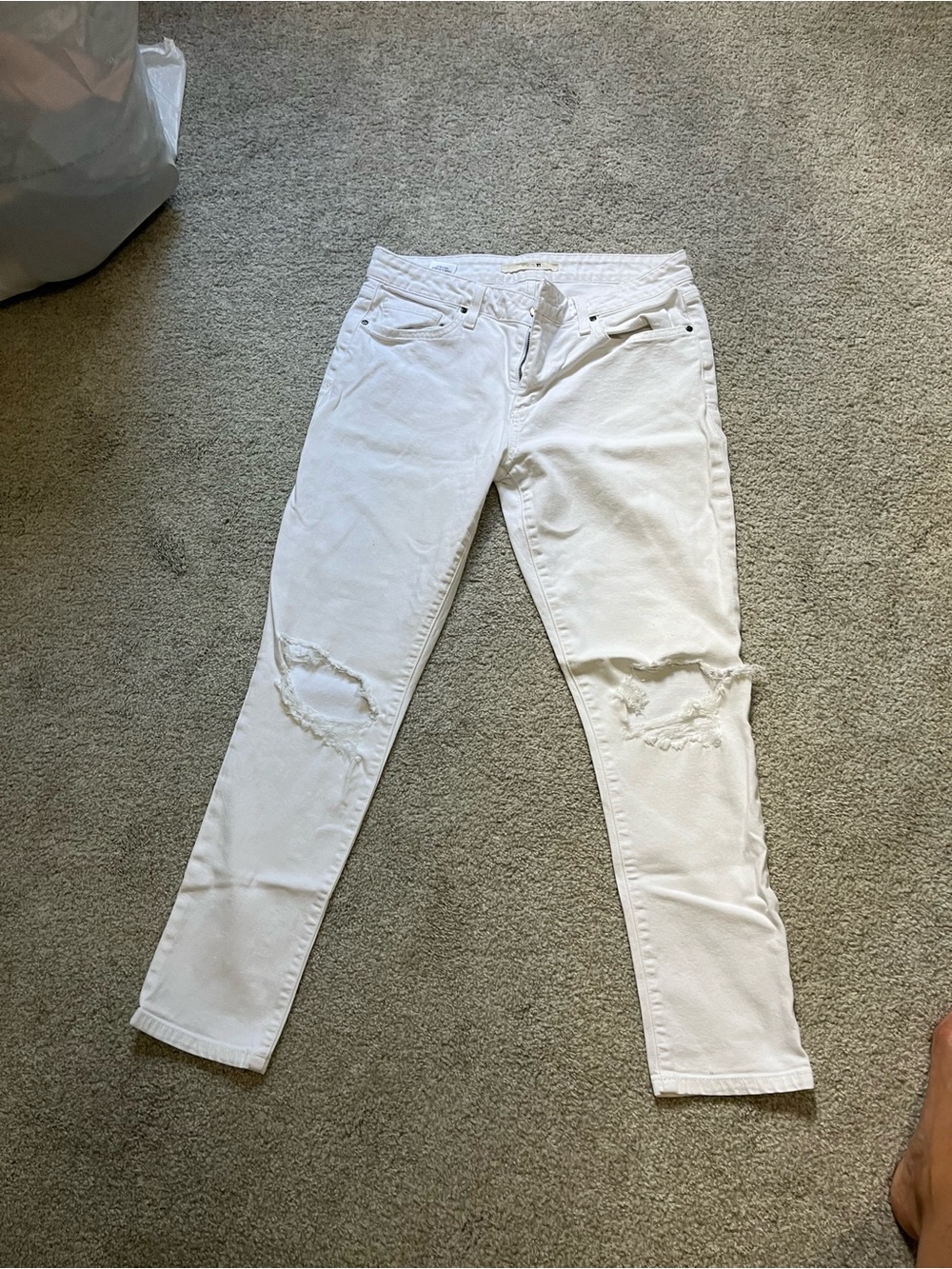 Joe's Jeans White Distressed Skinny Jeans